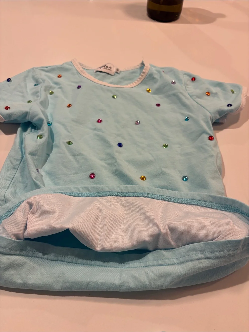 Lola + The Boys Light Blue Beaded Kids Matching Shorts Set